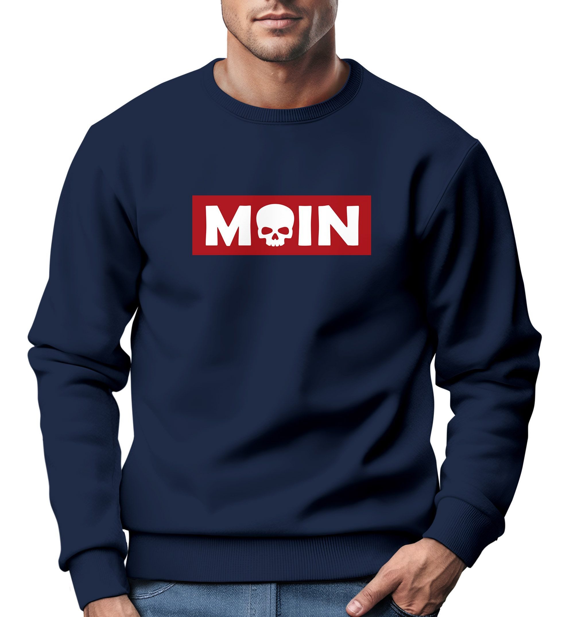 Sweatshirt Sweatshirt Herren Moin Skull Totenkopf Aufdruck Nordisch Print