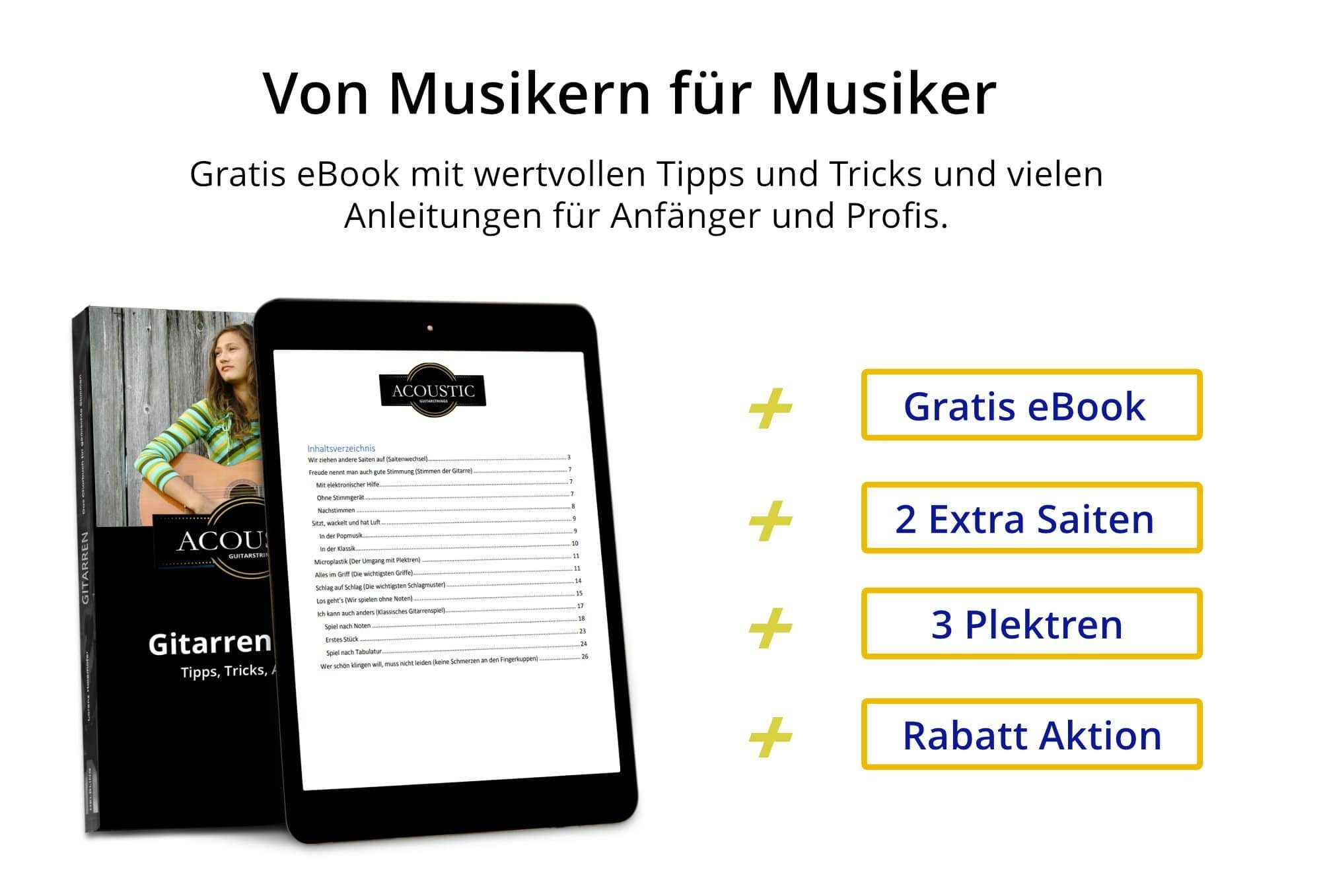 Shaman Saiten Gitarrensaiten für Westerngitarre, (Spar-Set, 33-tlg), plus 2 Ersatz-Saiten G-Saite und extra hohe E-Saite