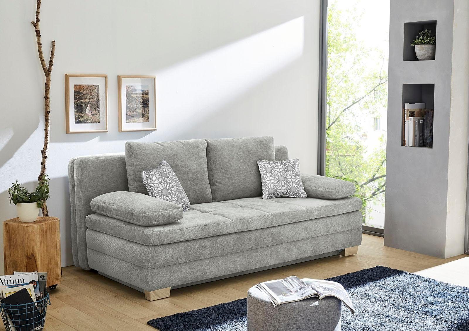 Jockenhöfer Gruppe Schlafsofa Lincoln, B: 203 cm, Liegefl. 160x203 cm, Dauerschläfer, mit Schlaffunktion, Bettkasten, Kaltschaumtopper & 2 Zierkissen
