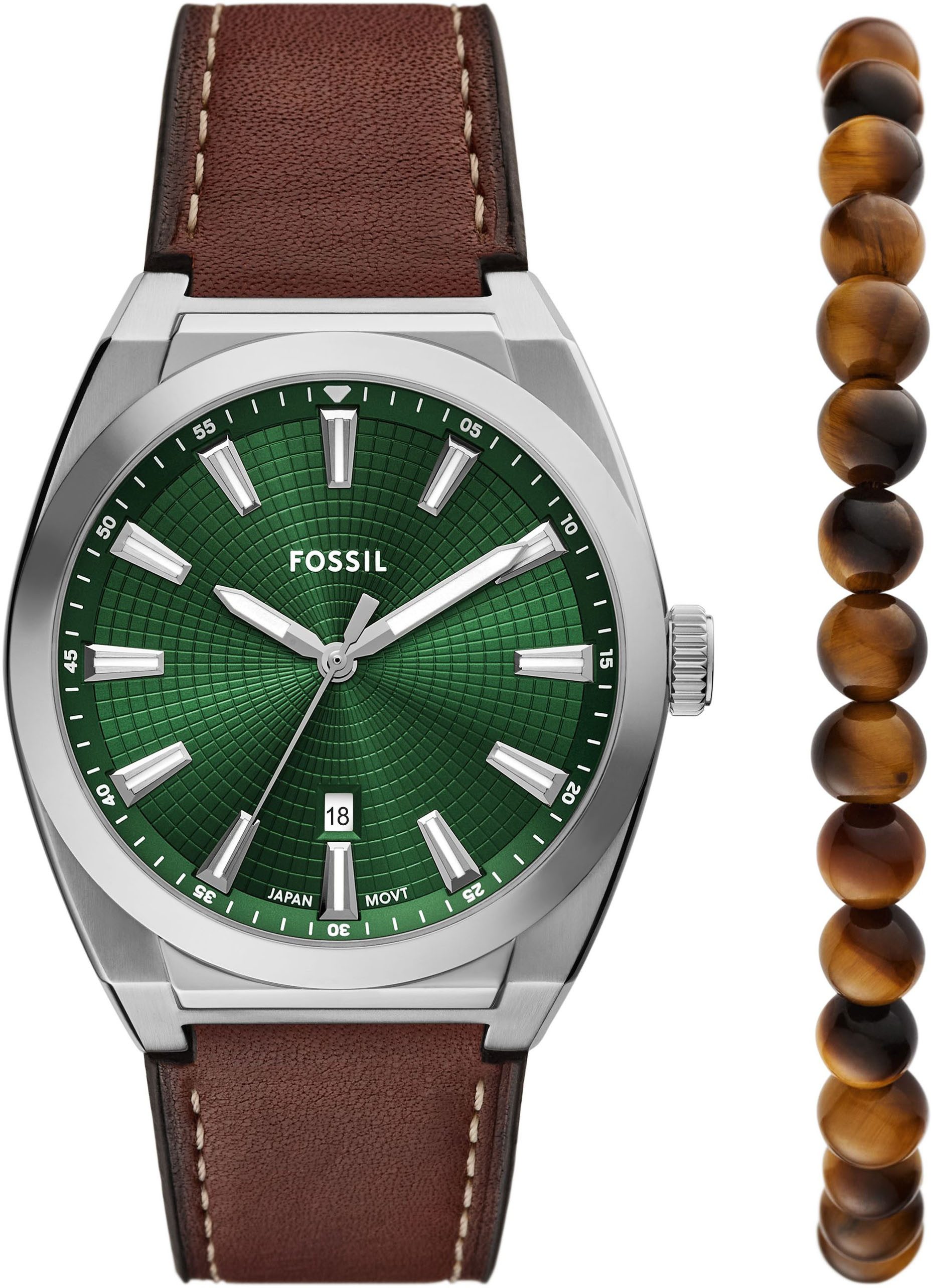 Fossil Quarzuhr EVERETT FS6080SET, (Set, 2-tlg., günstig online kaufen