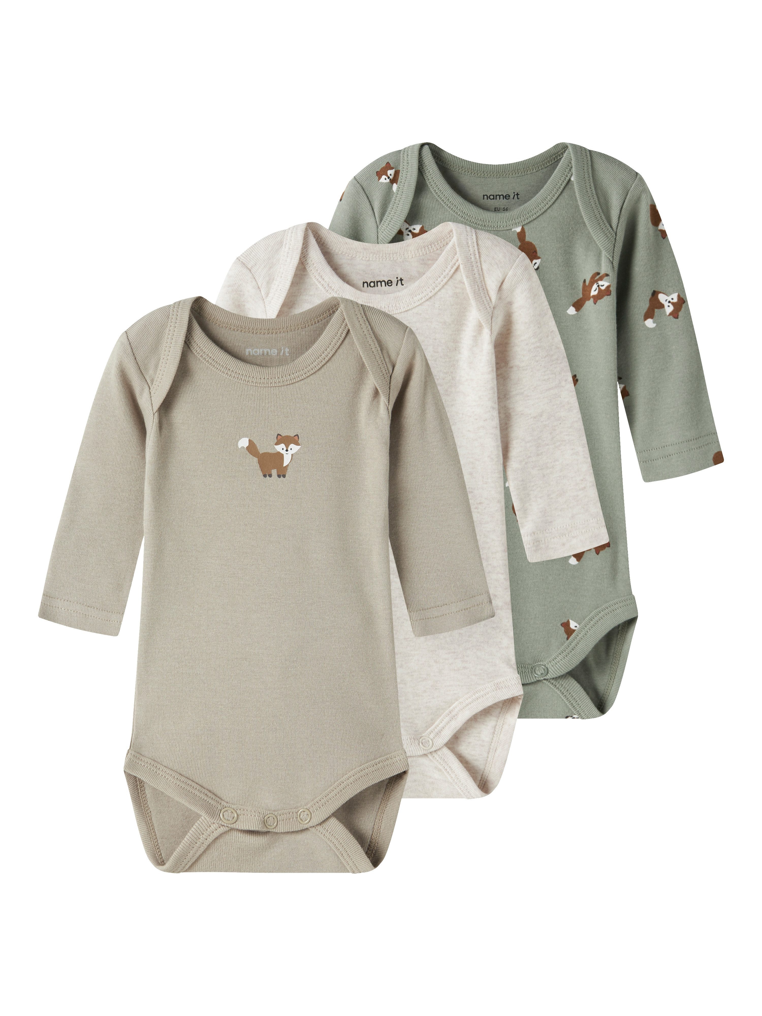 Name It Langarmbody NBMBODY 3P LS FOX NOOS (Packung, 3-tlg)
