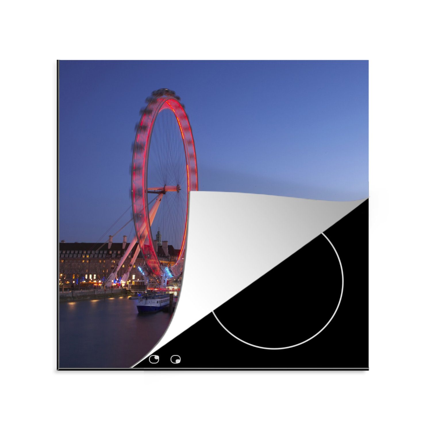 MuchoWow Herdblende-/Abdeckplatte London - Riesenrad - London Eye, Vinyl, (1 tlg), 78x78 cm, Ceranfeldabdeckung, Arbeitsplatte für küche