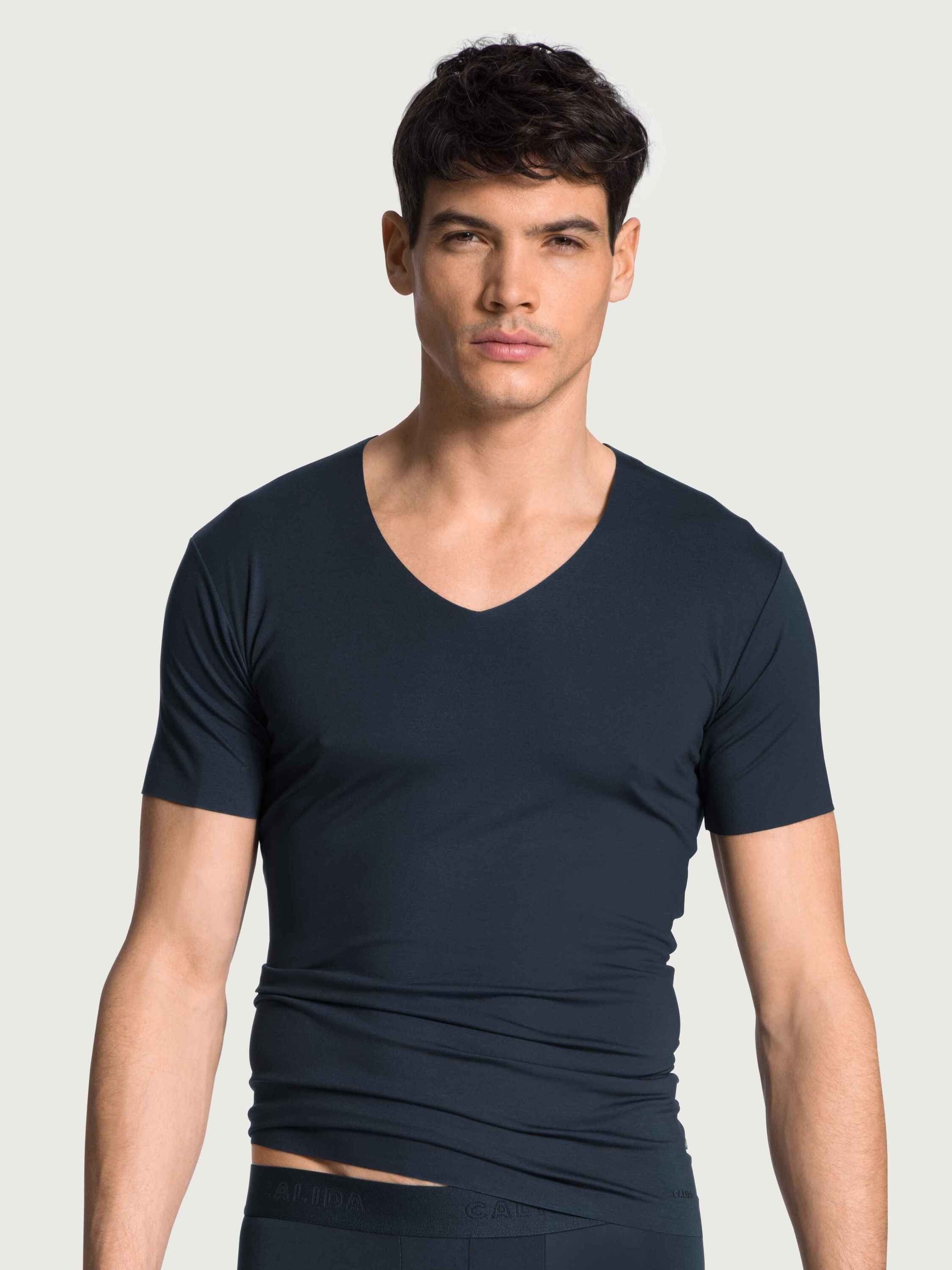 CALIDA Unterziehshirt Kurzarm-Shirt, V-Neck (1-St) dark sapphire