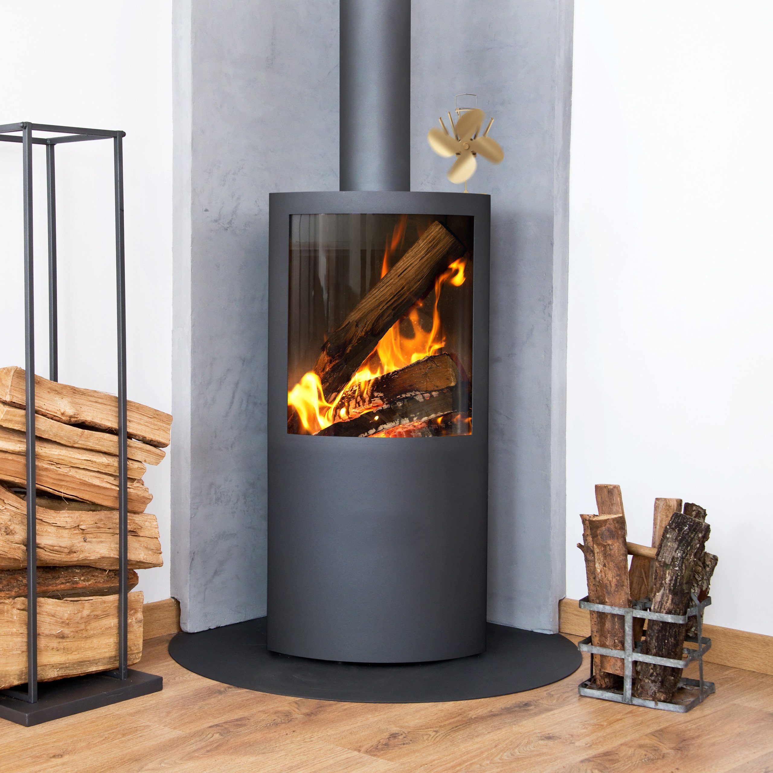 relaxdays Kaminventilator Ofenventilator ohne Strom, Bronze günstig online kaufen