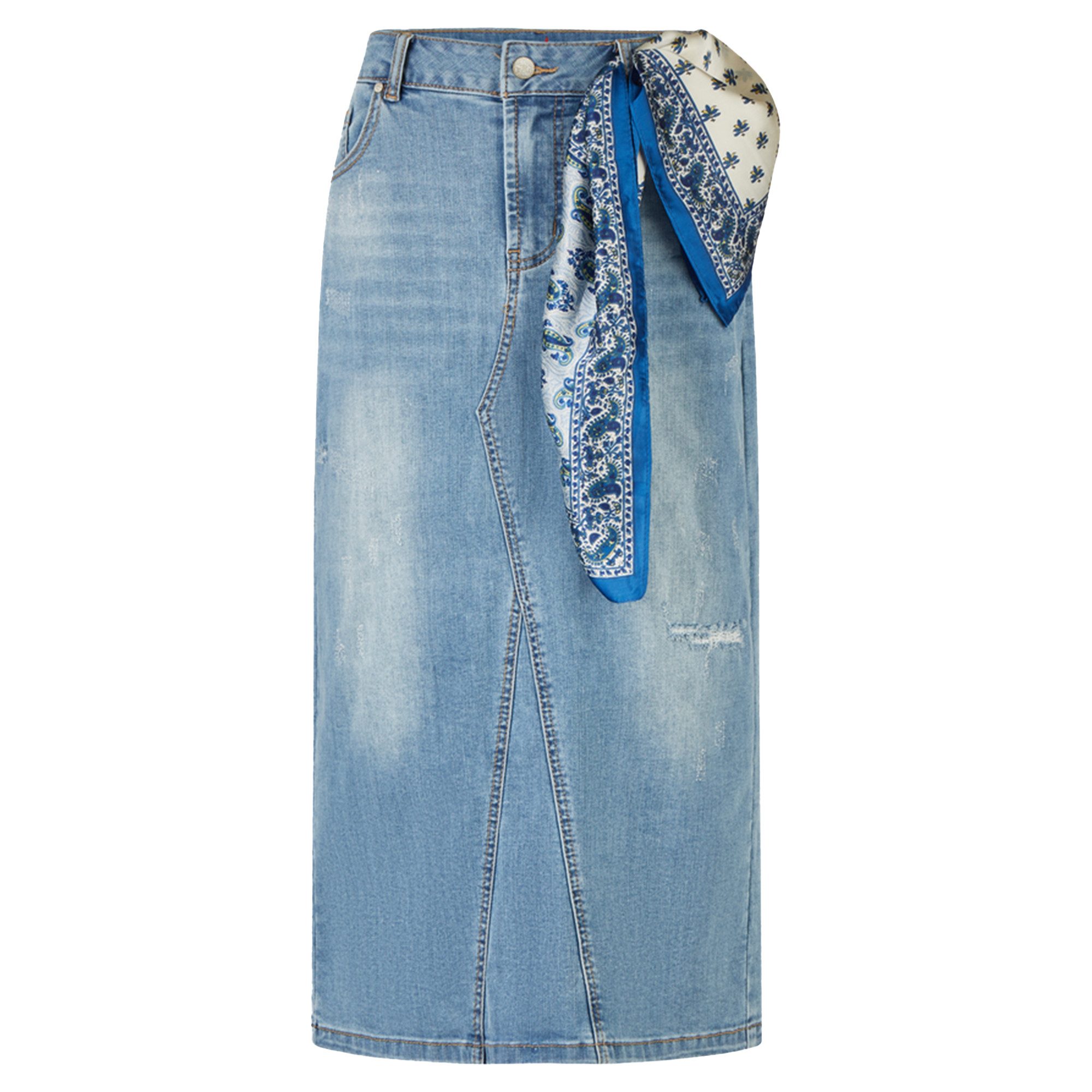 Buena Vista Jeansrock Midi Rock mit Tuchdetail