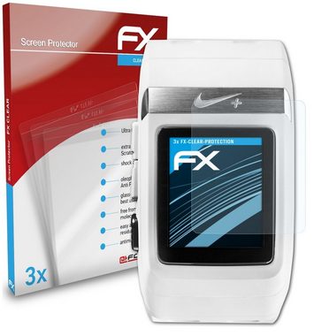 atFoliX Schutzfolie Displayschutz für TomTom SportWatch GPS, (3 Folien), Ultraklar und hartbeschichtet