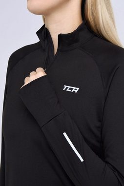 TCA Langarmshirt TCA Damen Winter Laufshirt mit Brustreißverschluss - Schwarz (1-tlg)