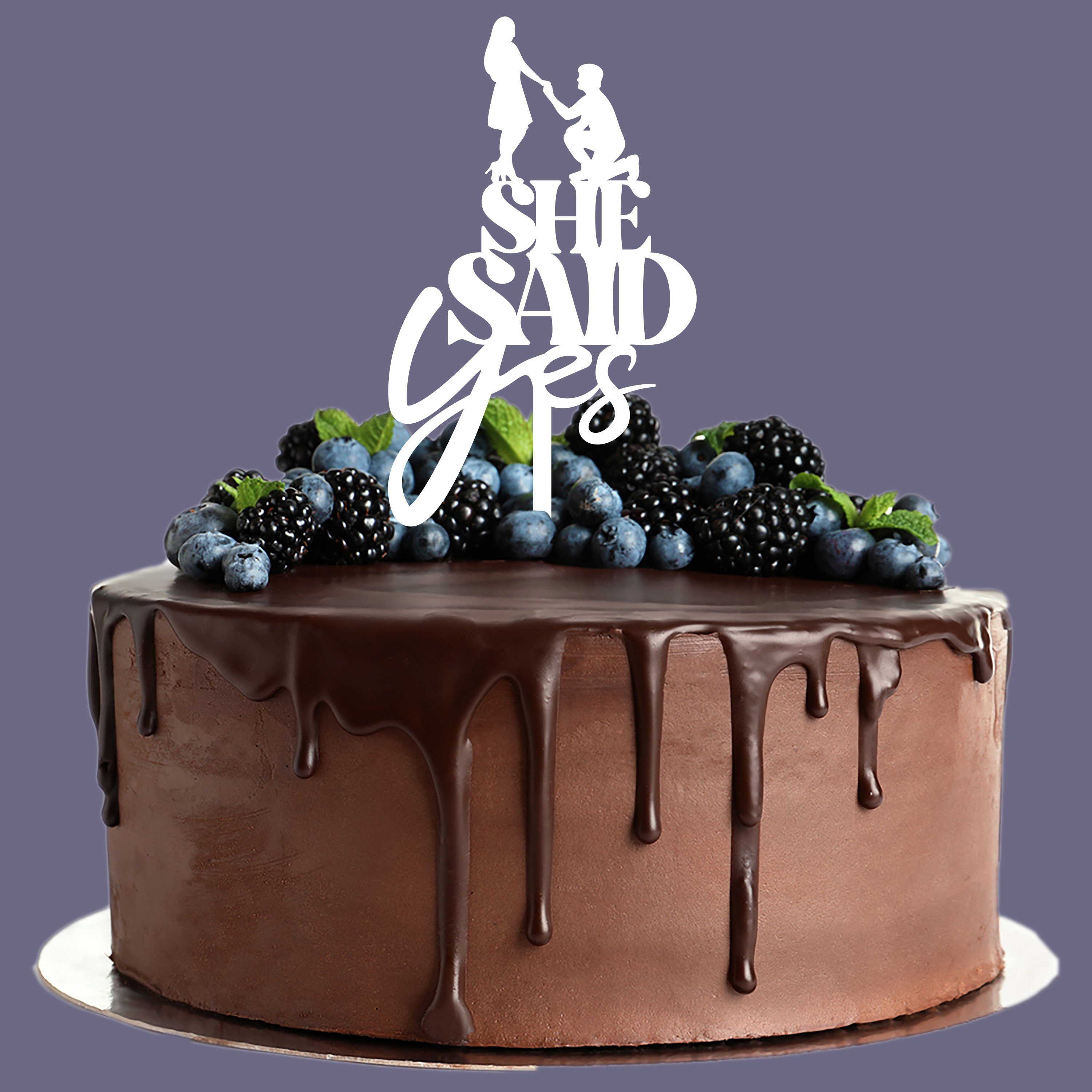 AREA17 Tortenstecker Cake Topper aus Acryl zur Hochzeit, She said yes, (Kuchendeko Tortenstecker, verschiedene Farben, Kuchendekoration und Tortenschmuck), 100% Made in Germany