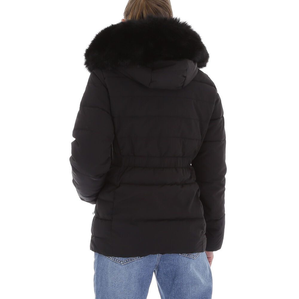 Ital-Design Winterjacke Damen Freizeit (87256712) Kapuze (abnehmbar) Gefüttert Winterjacke in Schwarz