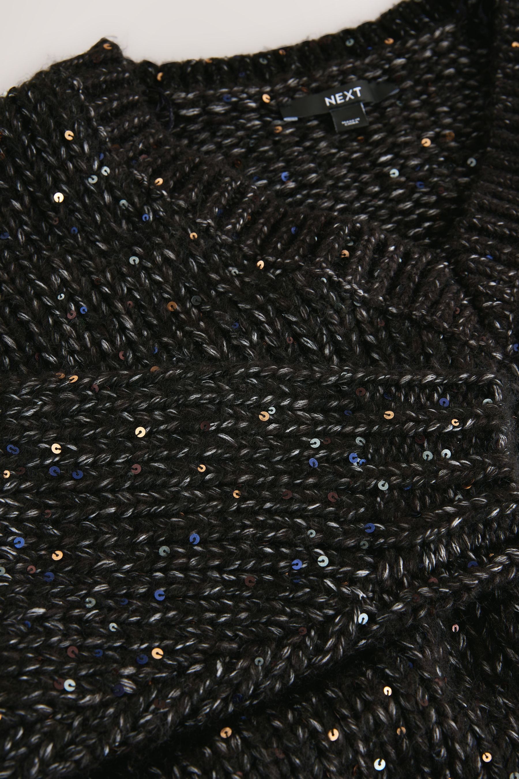 Next V-Ausschnitt-Pullover Grobstrickpullover mit Pailletten und V-Ausschni günstig online kaufen