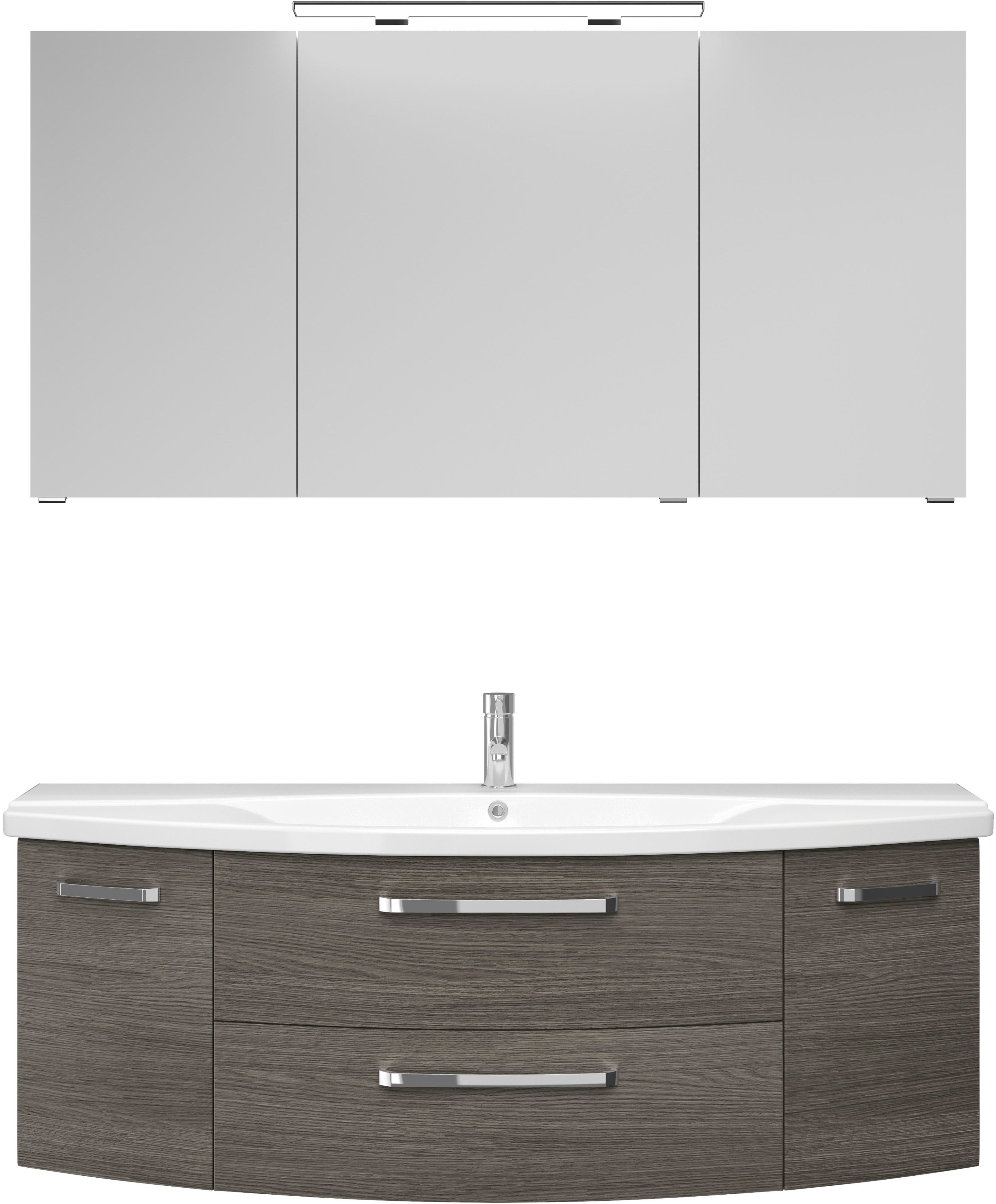 Badmöbel-Set Serie 4010 2-teilig Keramik-Waschtisch mit LED-Spiegelschrank