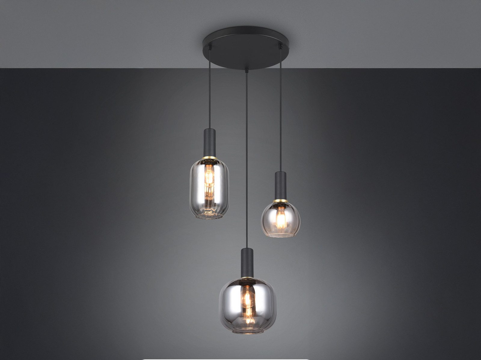 TRIO Leuchten LED Pendelleuchte, Dimmfunktion, LED wechselbar, warmweiß, Cluster Lampenschirm-e Glas hängend Esstisch-lampe Treppenhaus, Ø38cm