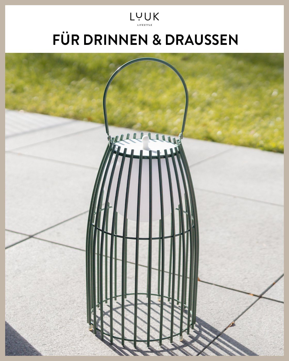 LUUK LIFESTYLE LED Außen-Stehlampe, Ein-/Ausschalter, Dimmfunktion, mehrere Helligkeitsstufen, LED fest integriert, Warmweiß, kabellose Outdoor Stehleuchte