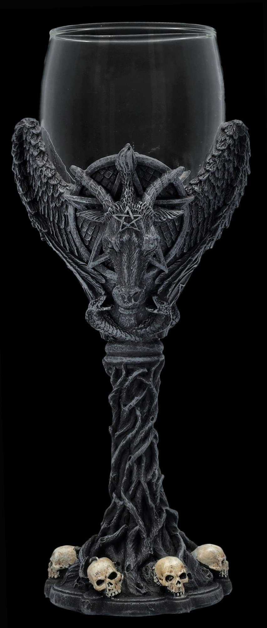 Figuren Shop GmbH Weinglas Weinglas - Geflügelter Baphomet - Gothic Weinbecher Deko Totenkopf, Kunststein, Glas – Bild 5 von 5