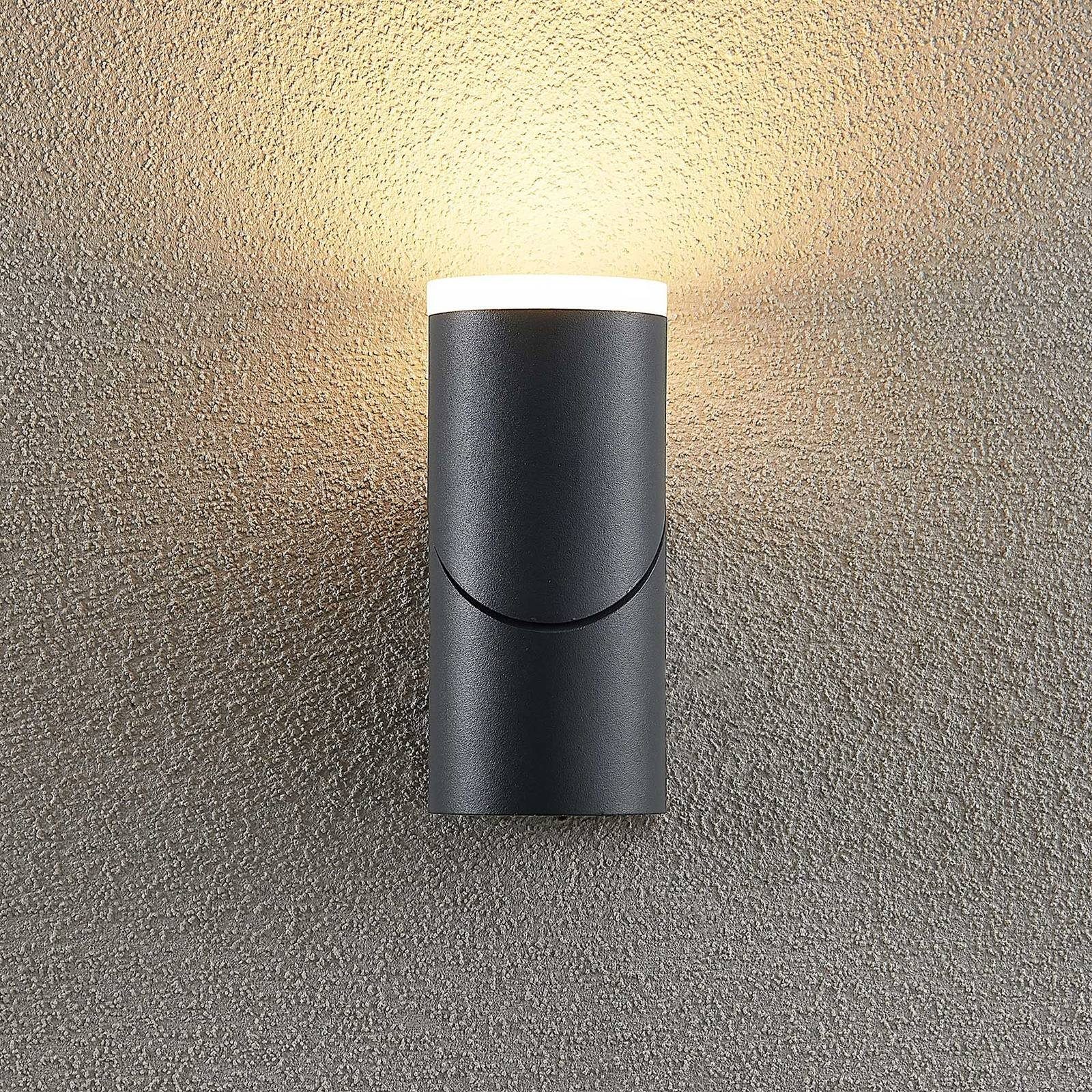 Lindby LED dunkelgrau warmweiß, (RAL Außen-Wandleuchte inkl. 7016), LED-Leuchtmittel Aluminium, verbaut, Modern, 1 fest flammig, Aspyn, Kunststoff