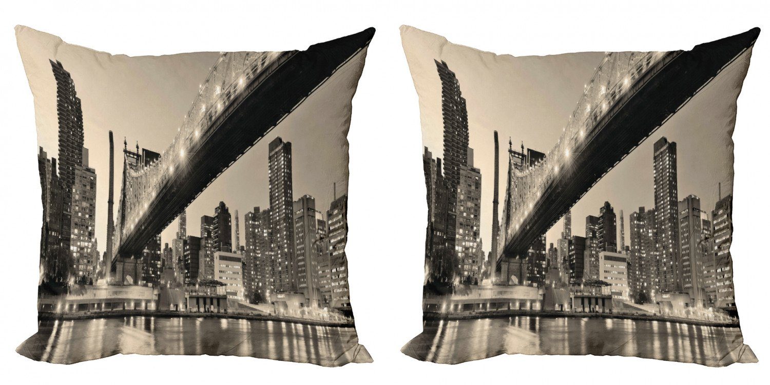 Kissenbezüge Modern Accent Doppelseitiger Nacht Digitaldruck, Abakuhaus (2 NYC Stück), Bridge View Landschaft