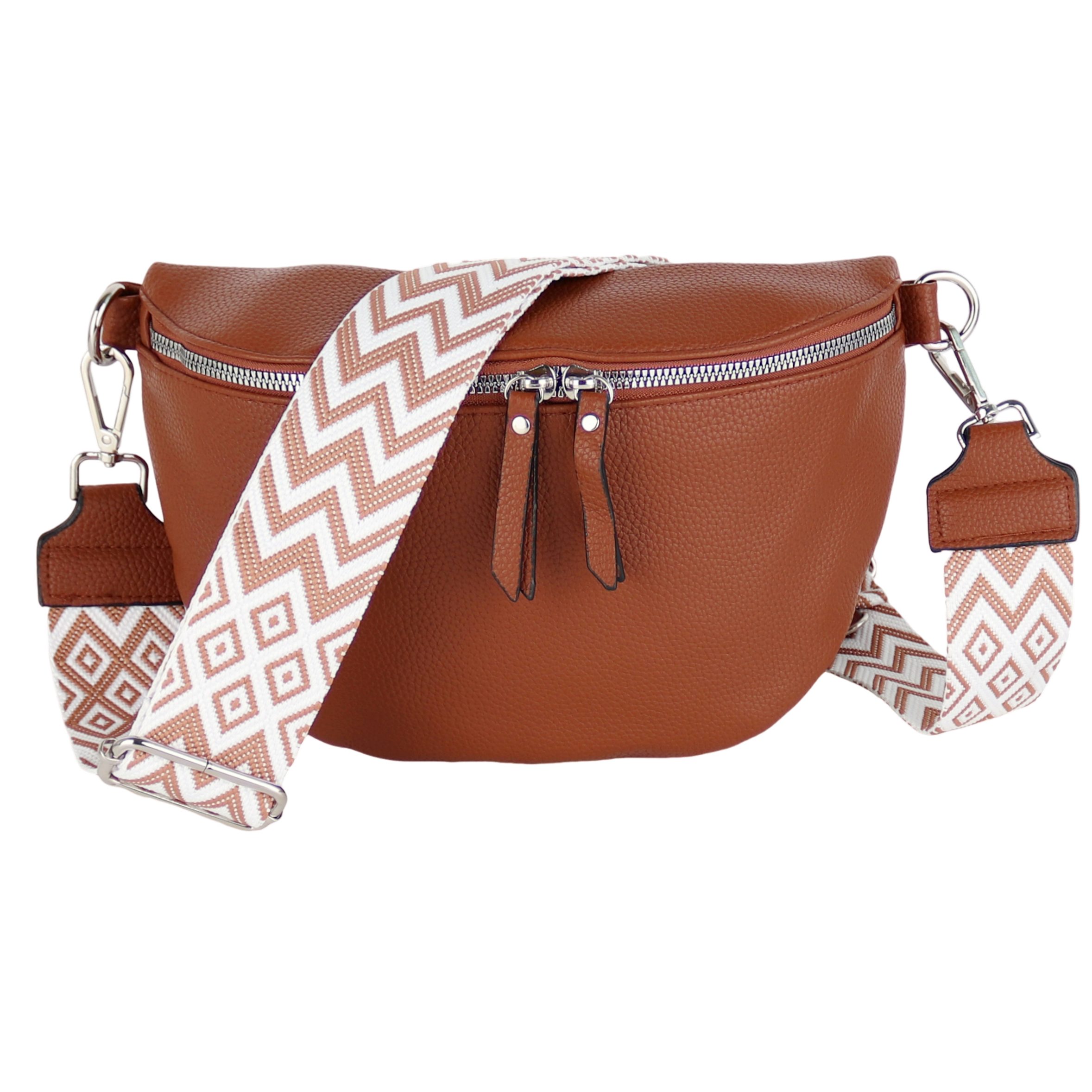 MIRROSI Bauchtasche Damen Taschen, Umhängetasche, Brusttasche, 26x18x9cm Veganes Leder (Schultertasche für jeden Anlass), Crossbody Bag, Bohemian gemusterten& verstellbaren Schulterriemen