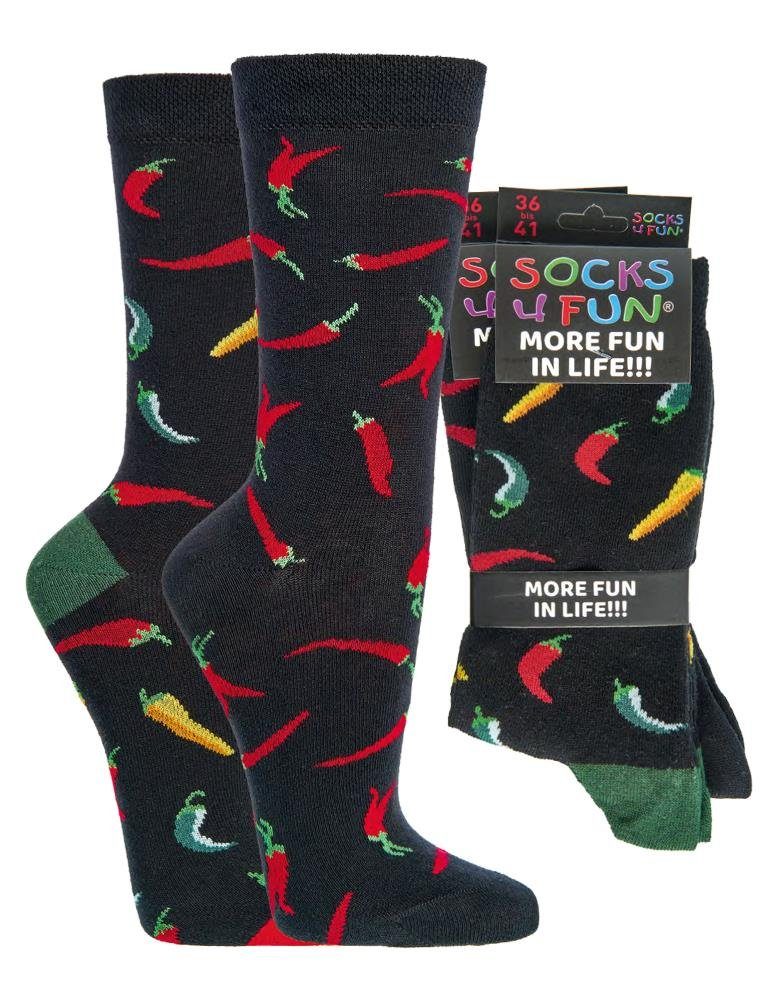 Spaß ANTI-LOCH-GARANTIE 70 Paar Freizeitsocken Socken, FussFreunde Socken, mit über 2 Fun Chili Motive,
