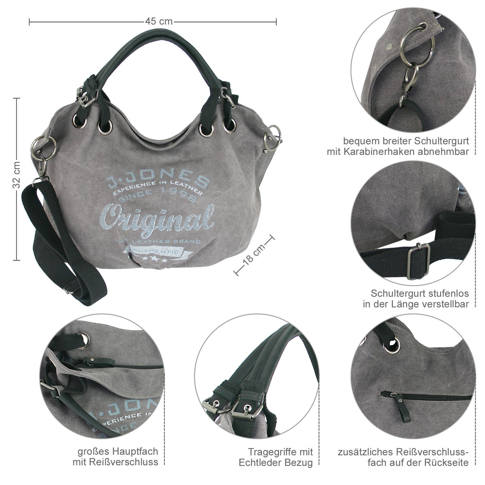 J JONES JENNIFER JONES Schultertasche Große Damen Umhängetasche, Casual Han günstig online kaufen