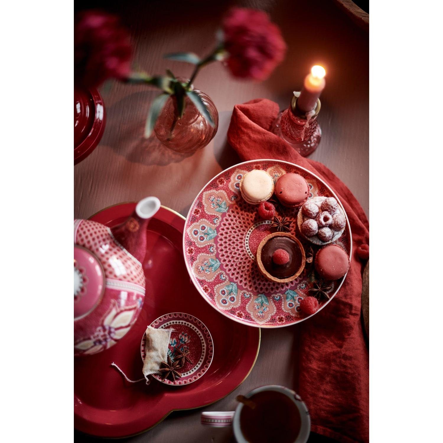 PiP Studio Tasse Cappuccinotasse mit Untertasse Flower Festival Dark Pink (2-teilig) – Bild 3 von 5