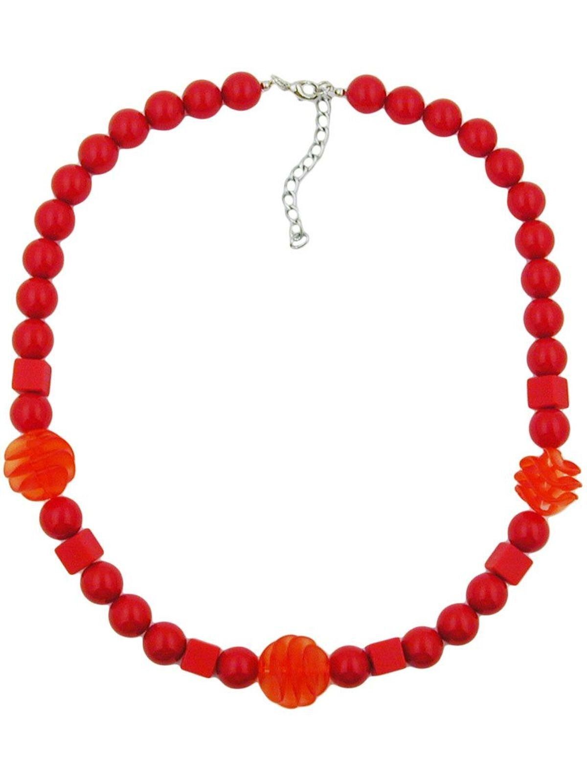 Gallay Perlenkette Kette Spiralperle und Würfel rot (1-tlg)