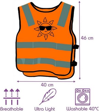Prowiste Warnweste 2 Kinder Warnwesten Sicherheitsweste Orange (Set, 2-tlg) 360 Grad Sichtbarkeit - Waschbar bei 40 Grad