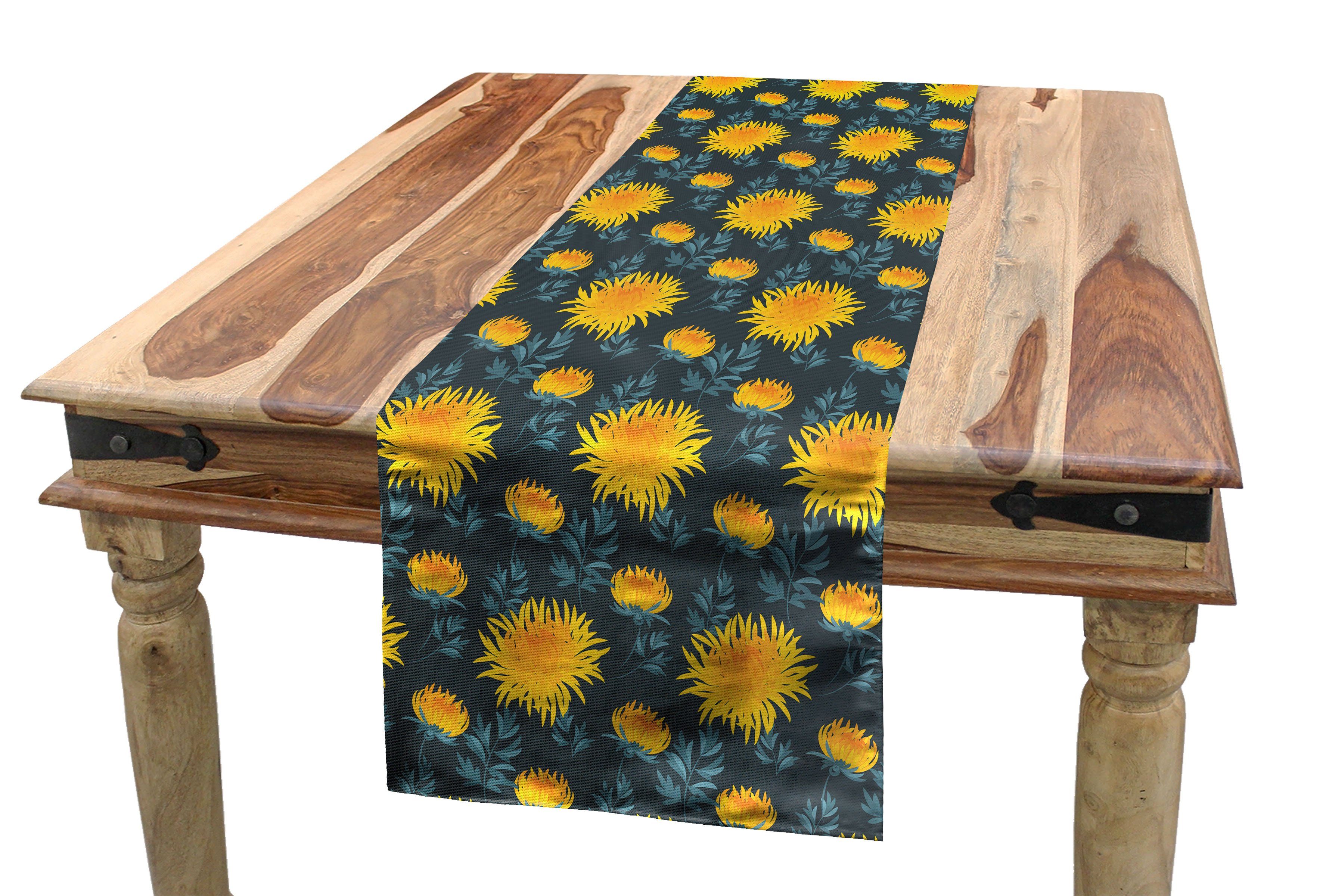 Abakuhaus Tischläufer Esszimmer Küche Rechteckiger Dekorativer Tischläufer, Blume Gelbe Chrysantheme