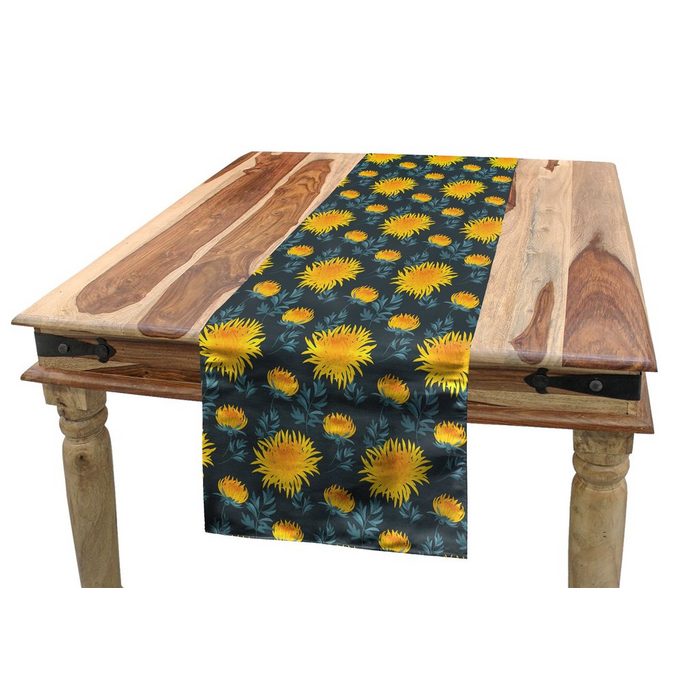 Abakuhaus Tischläufer Esszimmer Küche Rechteckiger Dekorativer Tischläufer Blume Gelbe Chrysantheme
