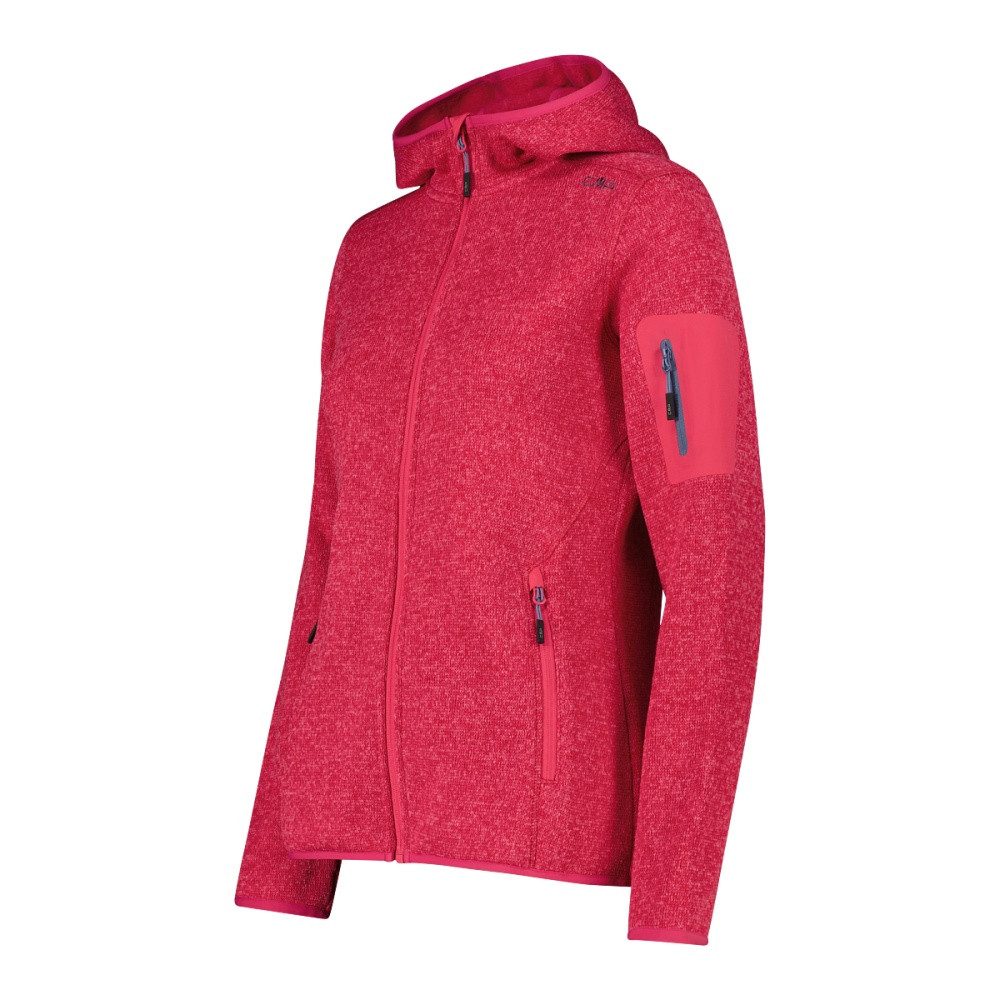 CMP Outdoorjacke CMP schwere Fleecejacke Knit-Tech in melierter Optik mit Kapuze Damen – Bild 2 von 3