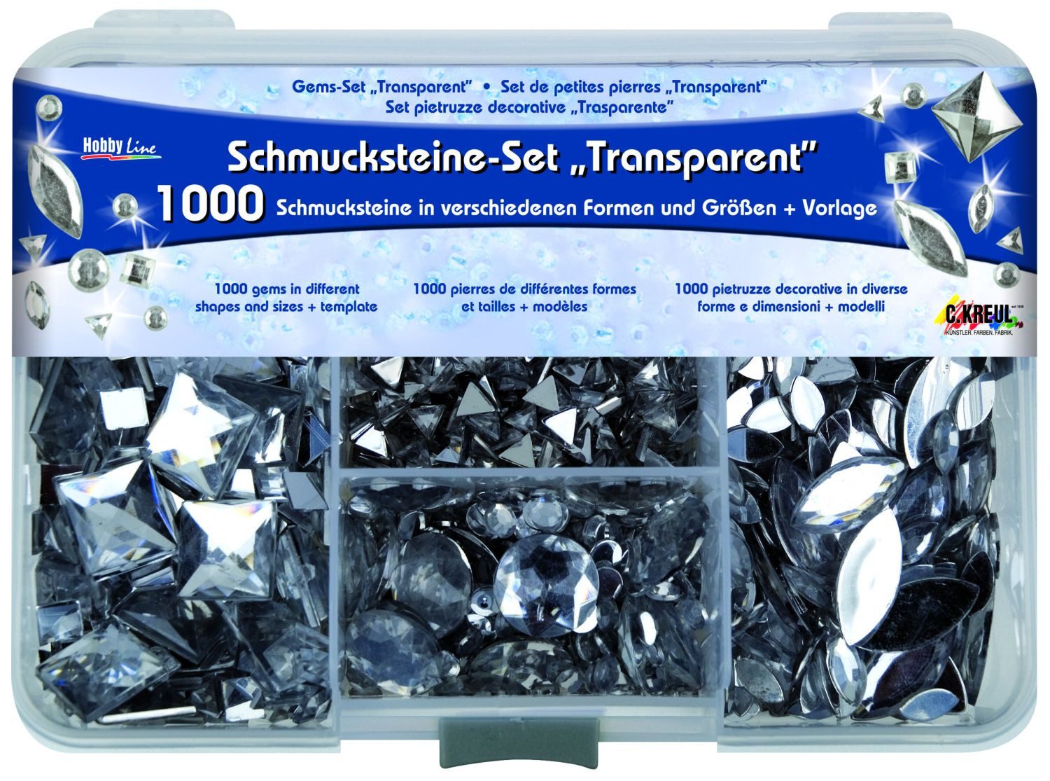 C. KREUL Stein KREUL Schmucksteine Set transparent 1000 Stück Box