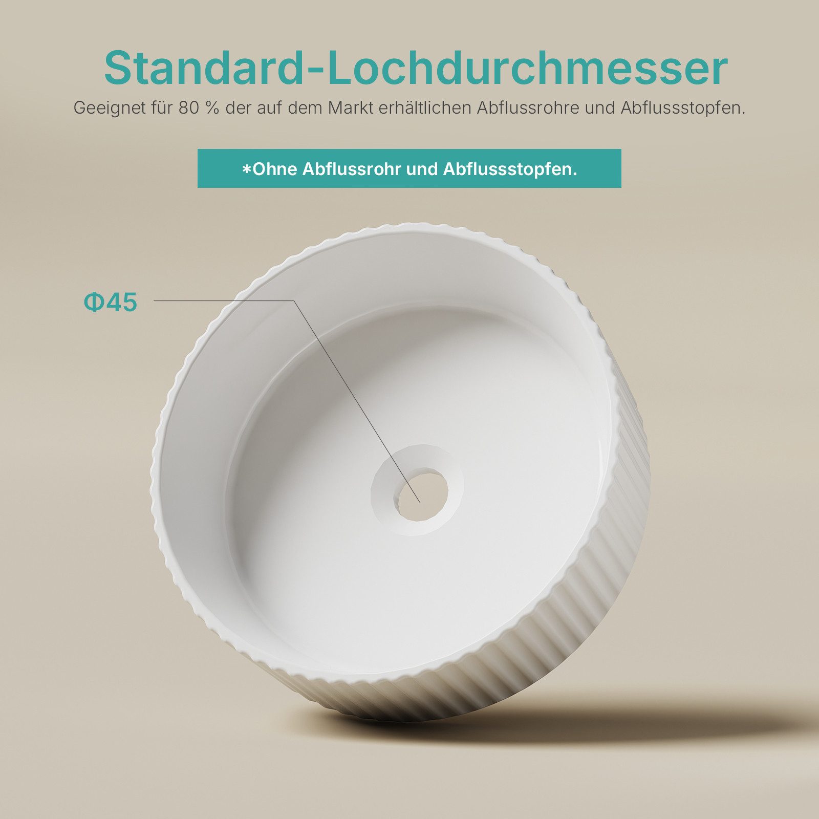 EMKE Aufsatzwaschbecken Keramik Aufsatzwaschbecken rund 36 cm, Badezimmer W günstig online kaufen