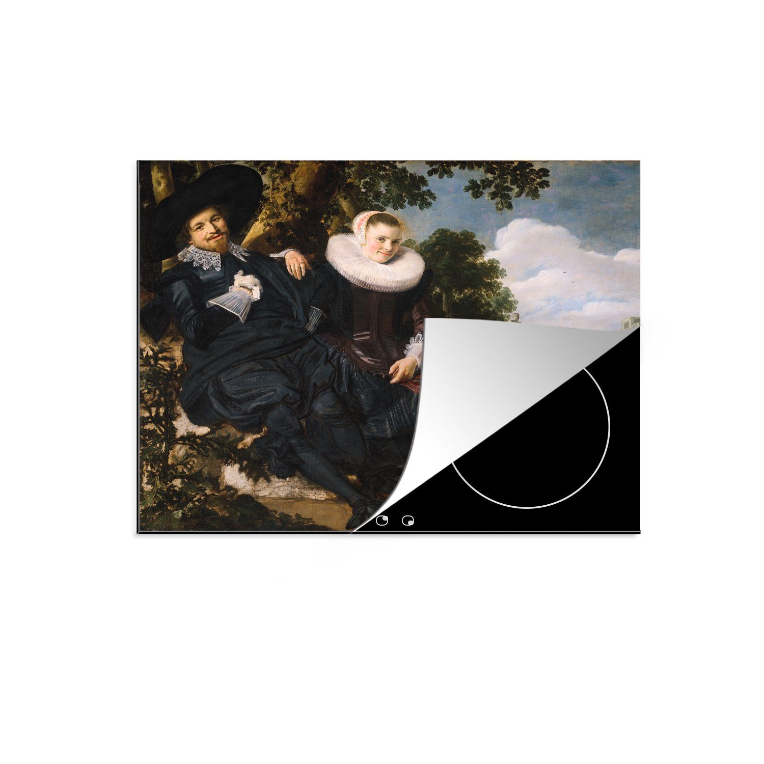 MuchoWow Herdblende-/Abdeckplatte Porträt eines Paares - Frans Hals, Vinyl, (1 tlg), 60x52 cm, Mobile Arbeitsfläche nutzbar, Ceranfeldabdeckung