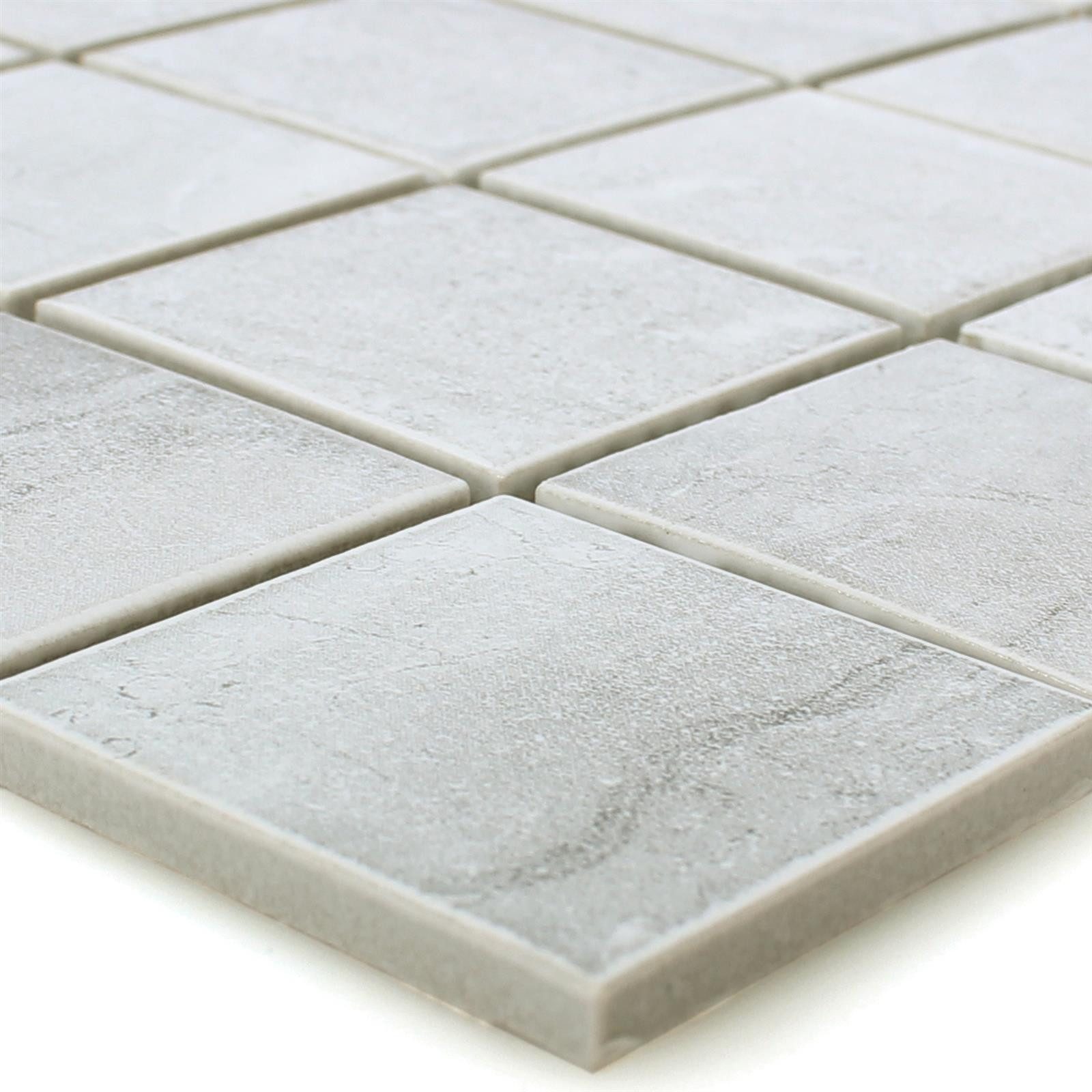 Mosafil Mosaikfliesen Keramik Mosaikfliesen Shepherd Betonoptik, Keramik 30.600x30.600, grau, Verlegefertig auf ein Netz geklebt - Frostsicher - Wasserfest