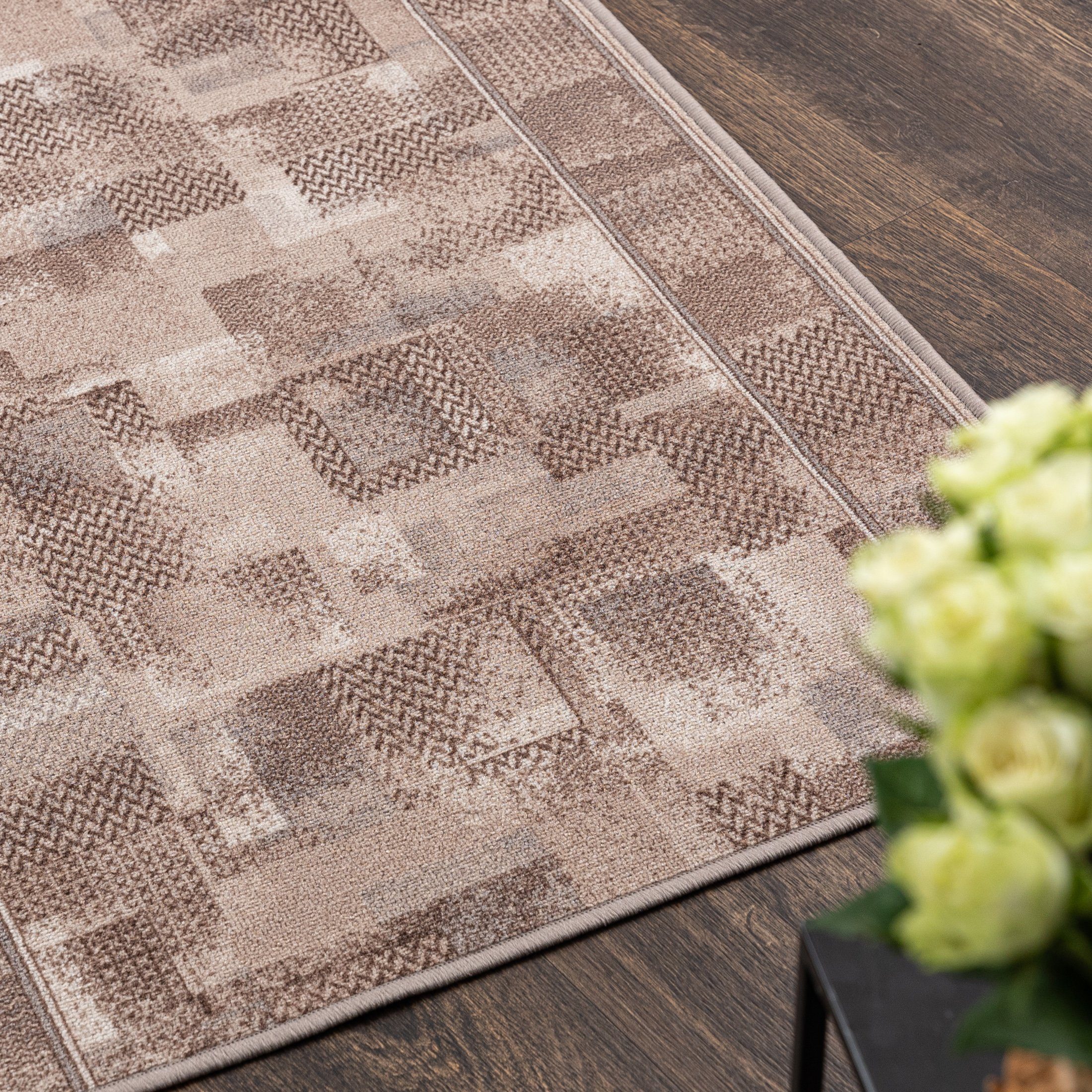 Mazovia Läufer Läufer Teppichläufer Brücke - Vorzimmer Küche - Beige, 67 x 100 cm, Kurzflor, Rutschfest, Meterware, Verschiedene Größen