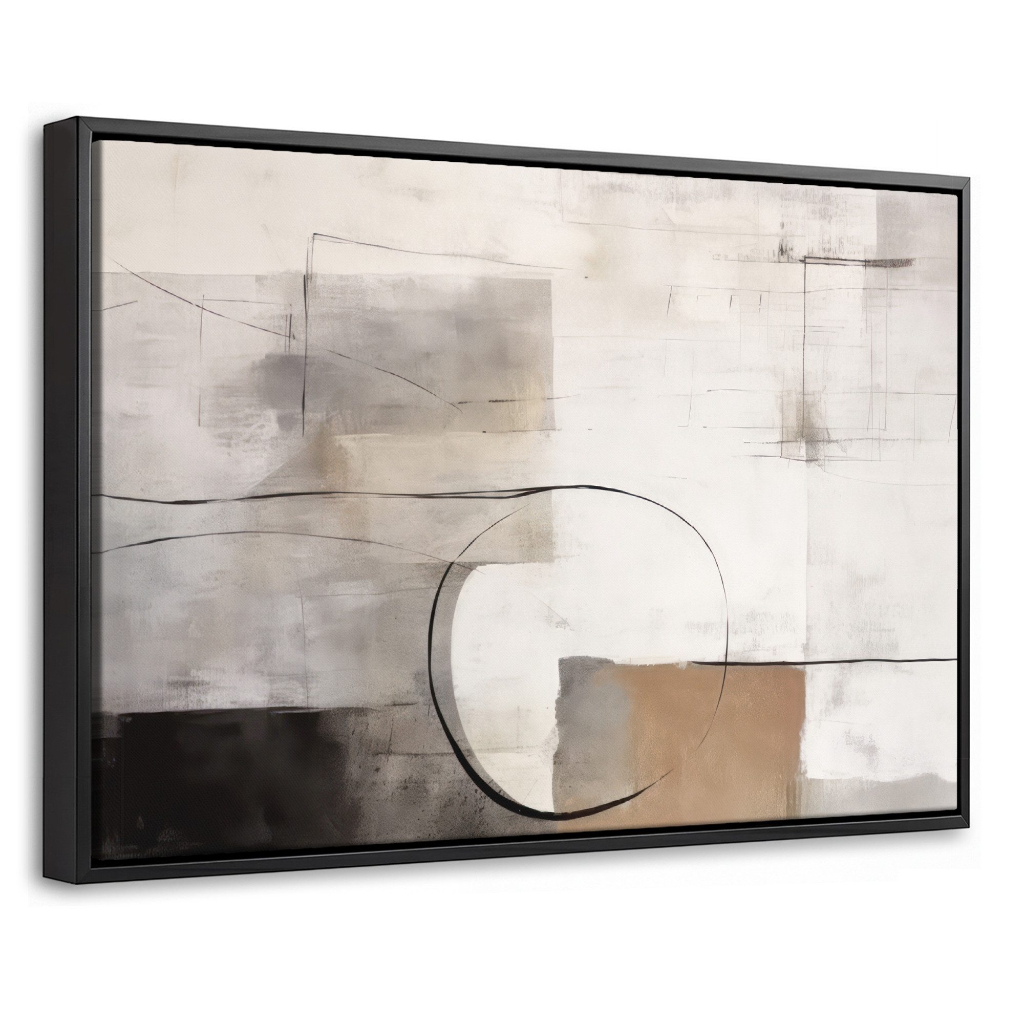 OneMillionCanvasses® Leinwandbild mit Rahmen - Abstrakte Kunst - Industriell - Weiß - Grau, Fotodruck (1 St), Wandbilder, Deko Schlafzimmer Wohnzimmer 60x40cm