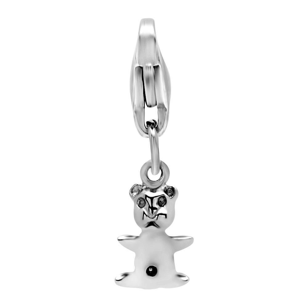 Unique Charm-Einhänger Unique Charm mit Karabiner Bärchen aus Edelstahl CS0092