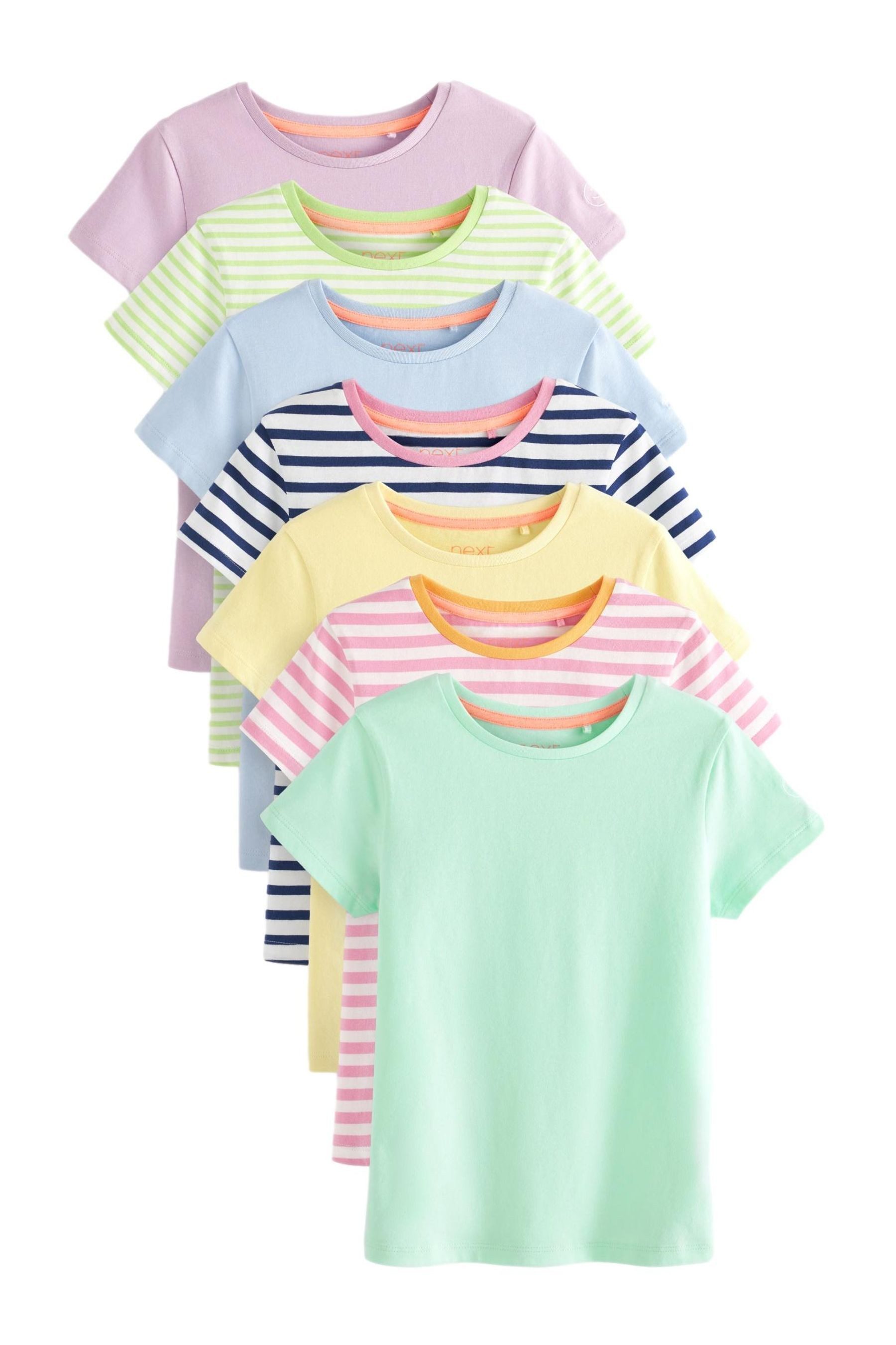 Next T-Shirt Einfarbige T-Shirts in Pastelltönen, 7er-Pack (7-tlg)