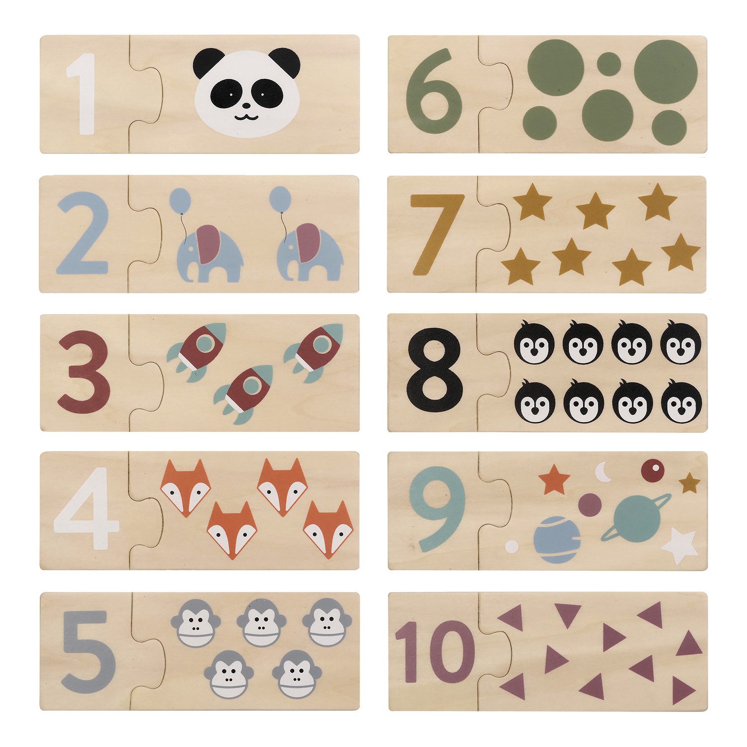 KINDSGUT Lernspielzeug Zahlen (Set, 10-St), Lernspiel Zahlen, Kinderspiel, Lernpuzzle, Nummern