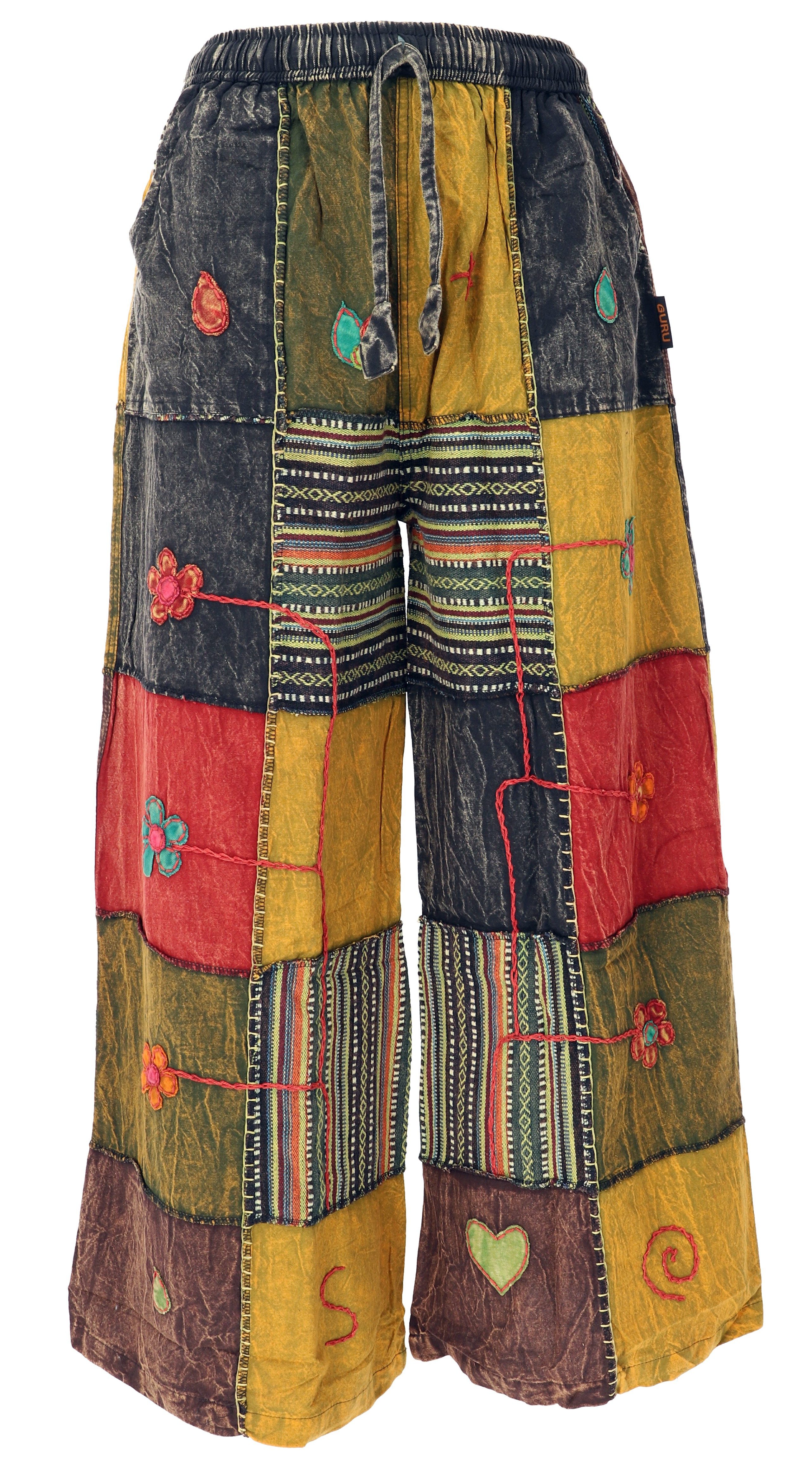 Guru-Shop Relaxhose Palazzohose, Boho Baumwollhose, alternative.. alternative Bekleidung