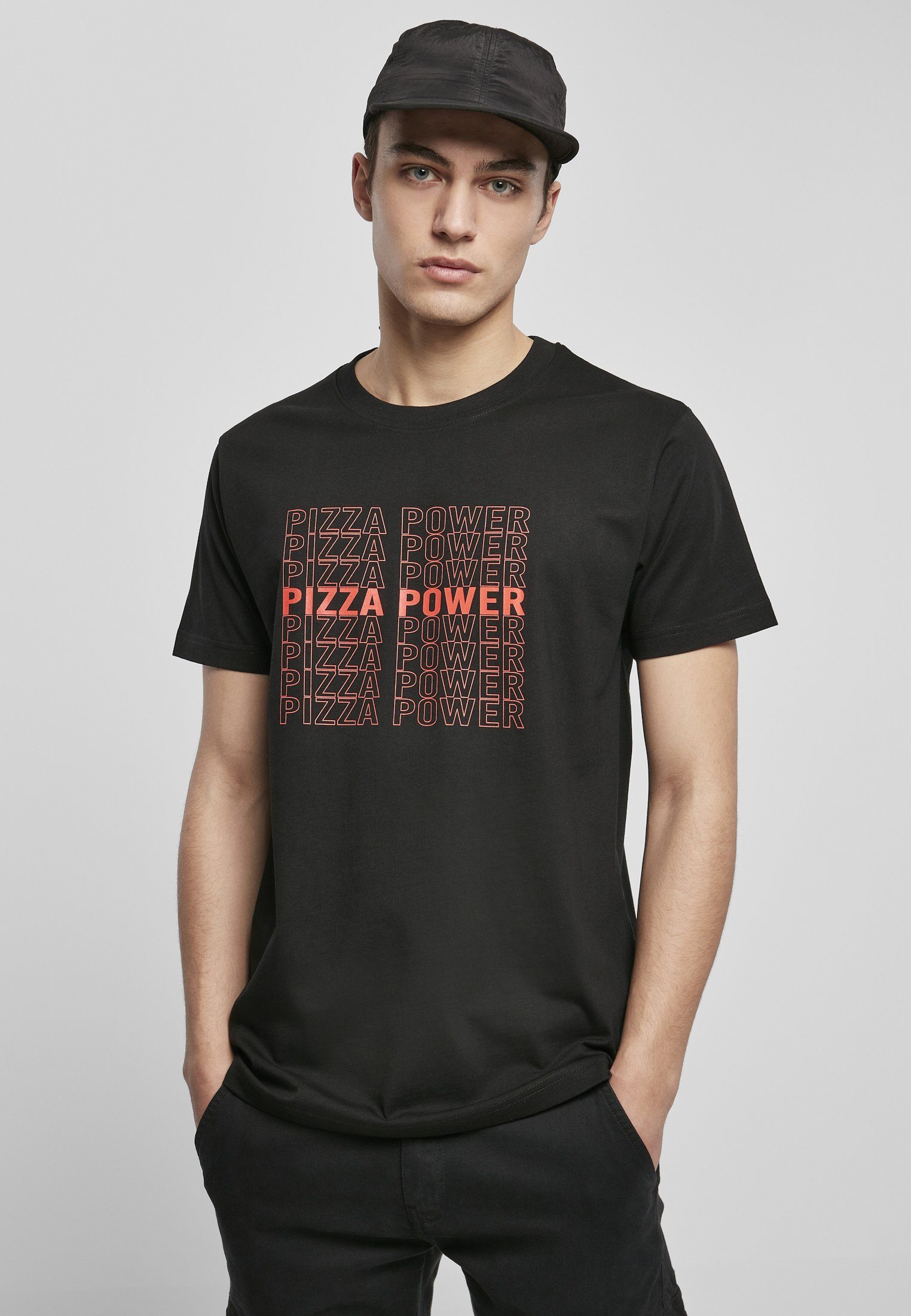 MisterTee Kurzarmshirt Herren Pizza Power Tee (1-tlg)