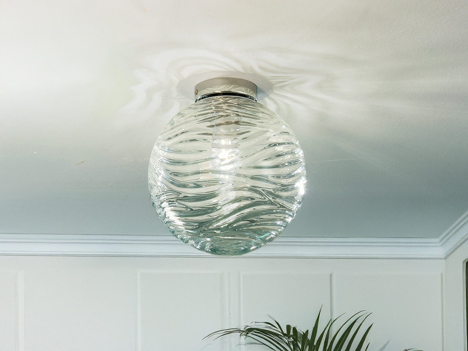 Luce Ambiente Design LED Deckenleuchte mit Glas-Kugel Lampenschirm Ø 25cm, Dimmfunktion, LED wechselbar, Warmweiß, klein-e Kugel-Lampe Retro Deckenlampe mit 3 Stufen Dimmer Leuchtmittel