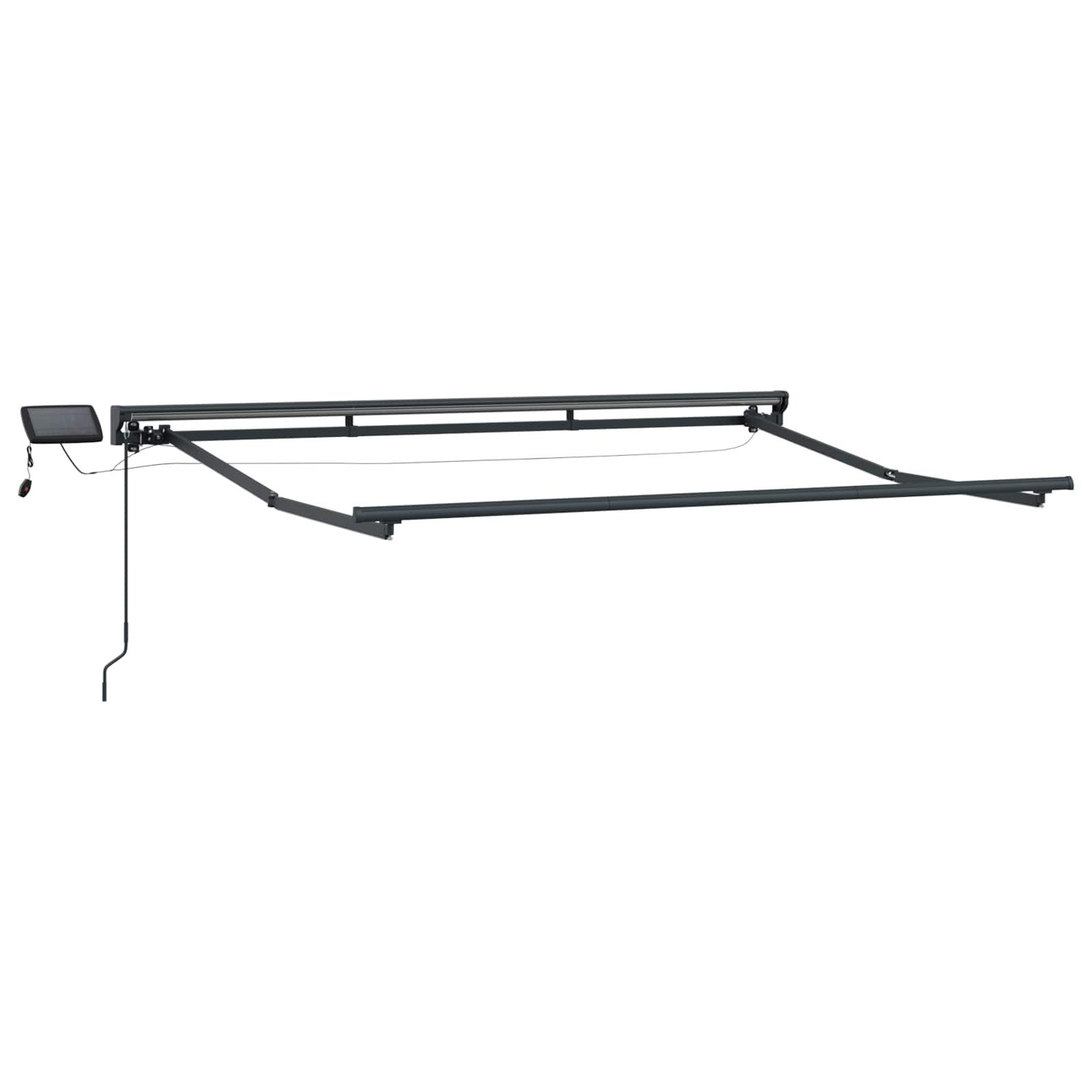 vidaXL Markise Manueller Markisenrahmen mit LEDs Anthrazit 2,5 x 2 m Aluminium (1-St)