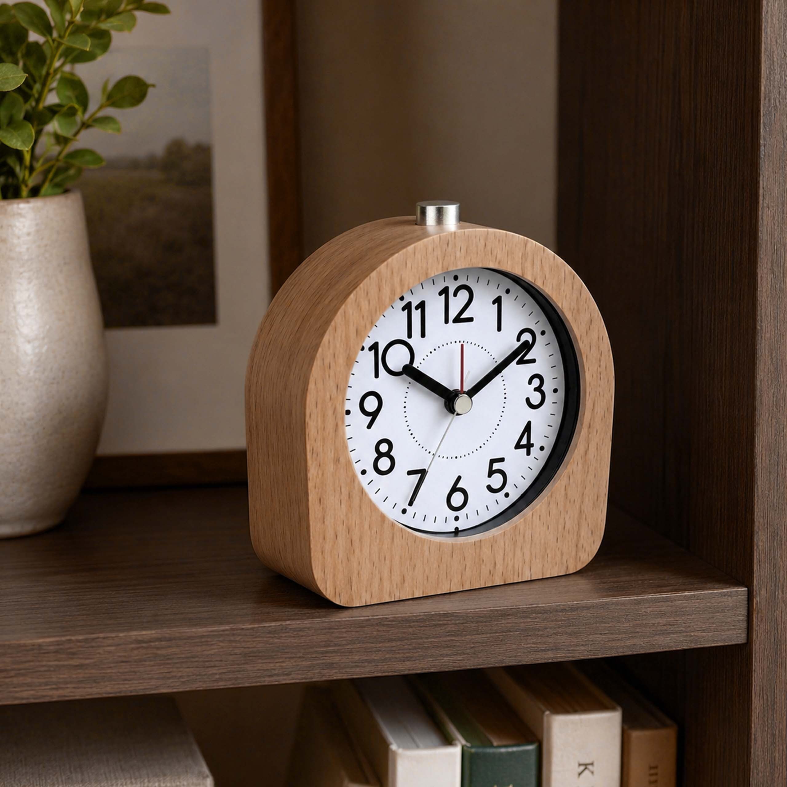 relaxdays Quarzwecker Analoger Wecker aus Holz hellbraun – Bild 5 von 5