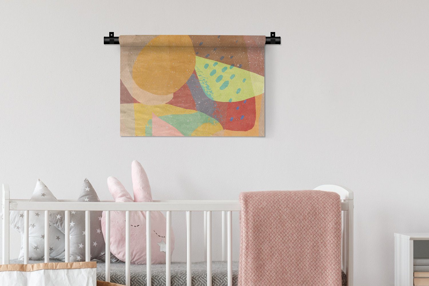 Wandbehang, - - Kinderzimmer Pastell, Kunst MuchoWow für Wanddeko Schlafzimmer, Kleid, Regenbogen Wanddekoobjekt Wohnzimmer, Abstrakt -