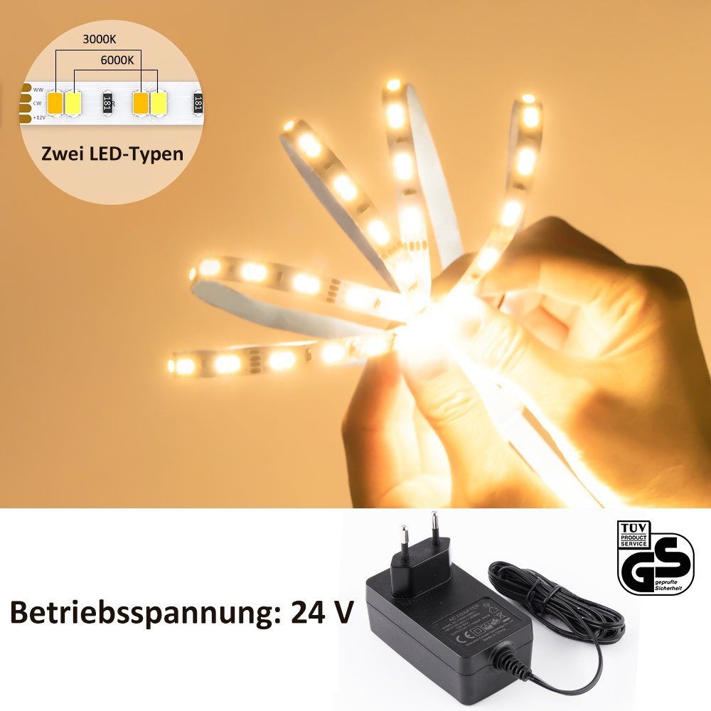 Novostella LED Stripe LED Stripe Leiste Streifen Licht Band Leuchte Lichterkette 6m / 12m, 6M/12M LED Streifen Dimmbar Warmweiß Kaltweiß Lichtband Lichterkette – Bild 4 von 5