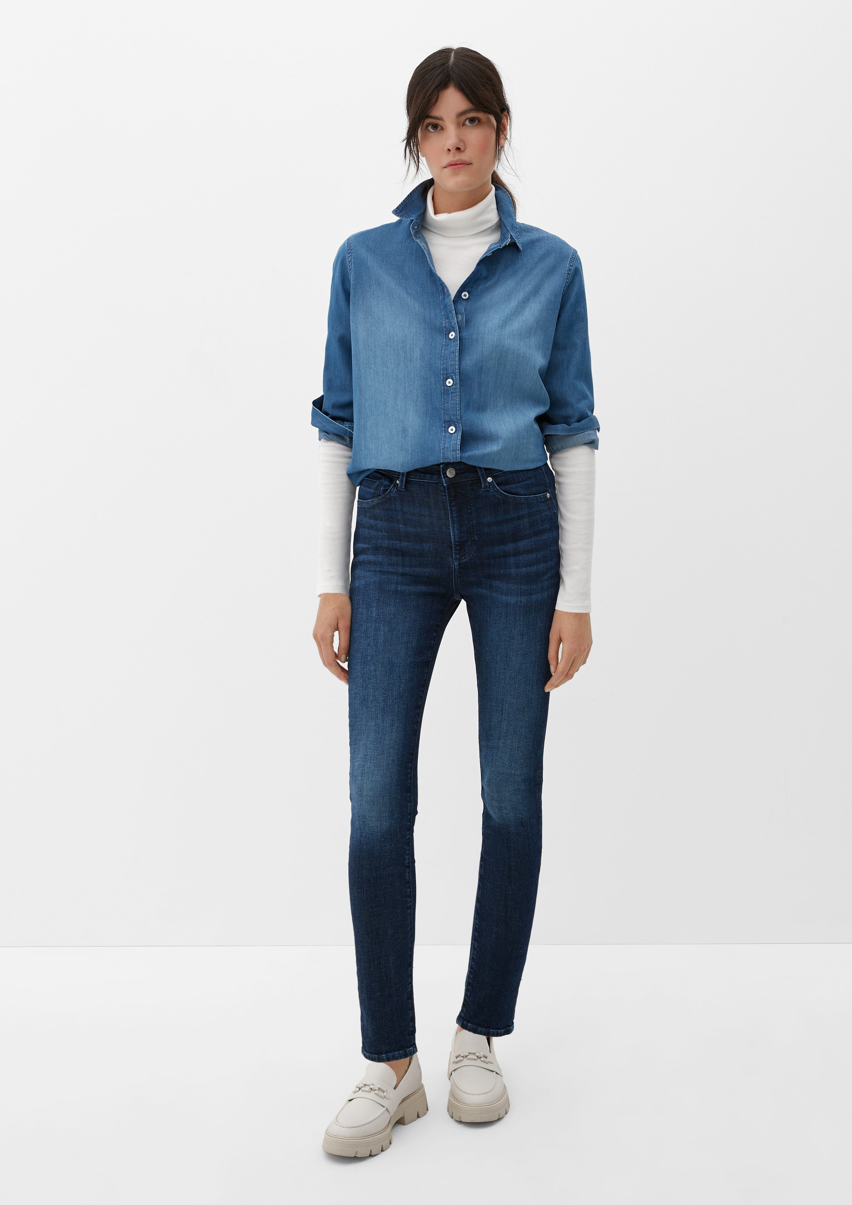 / Skinny / Skinny Leg Rise / dunkelblau Jeans 5-Pocket-Jeans s.Oliver High Izabell Fit Waschung