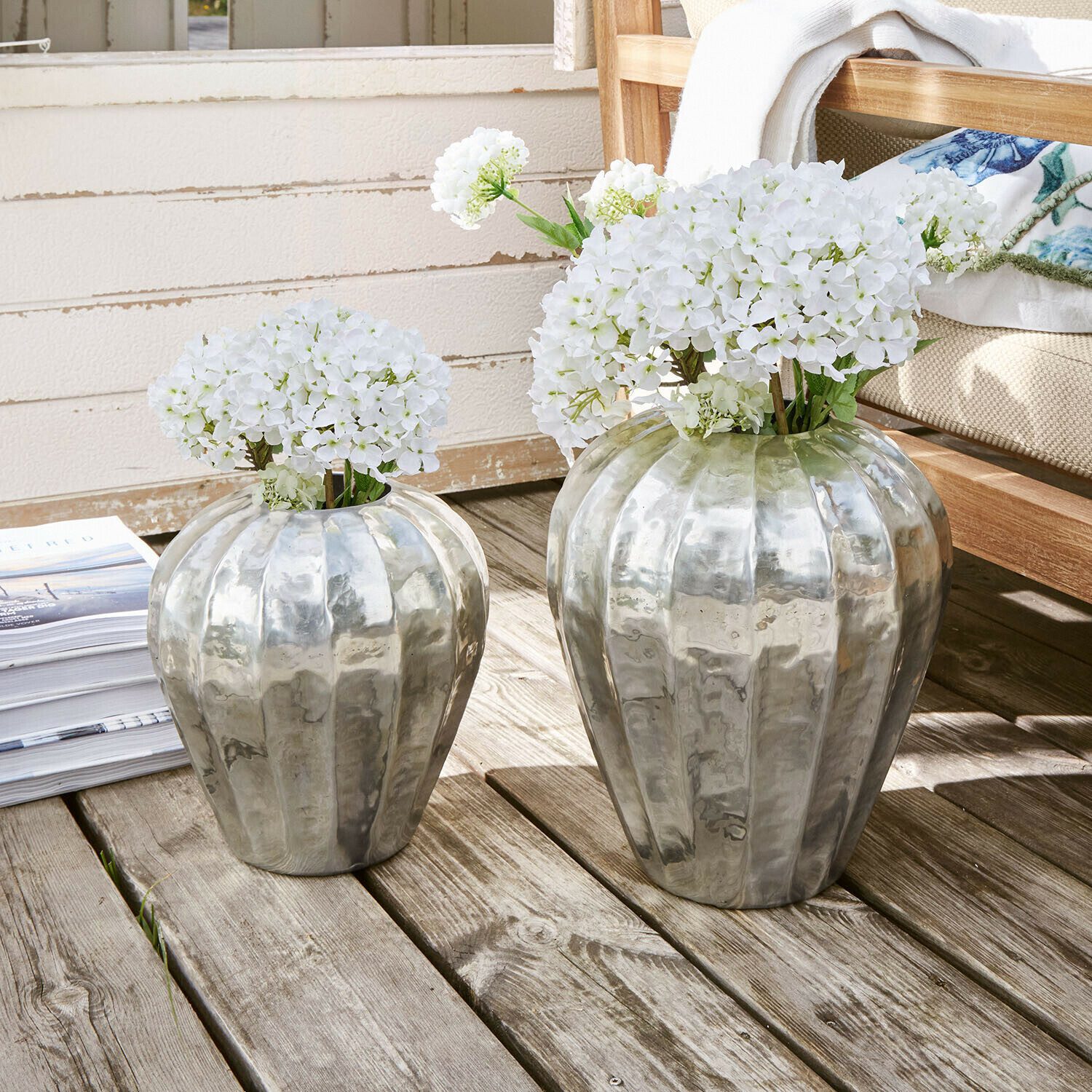 Mirabeau Übertopf Vase 2er Set Lévronne silber