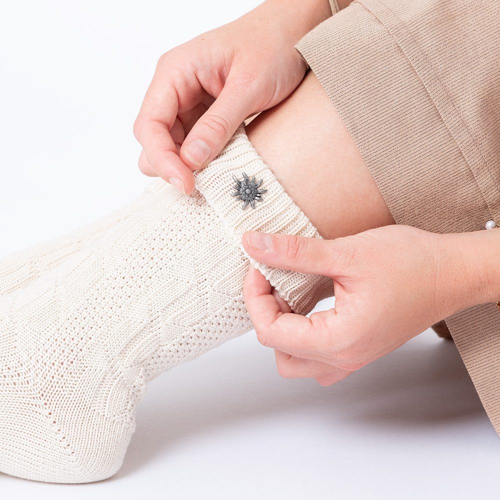 HerzSticht Trachtensocken Damen Kurze Trachtensocken 1er Pack (Modell: Edelweiss) (1-Paar)
