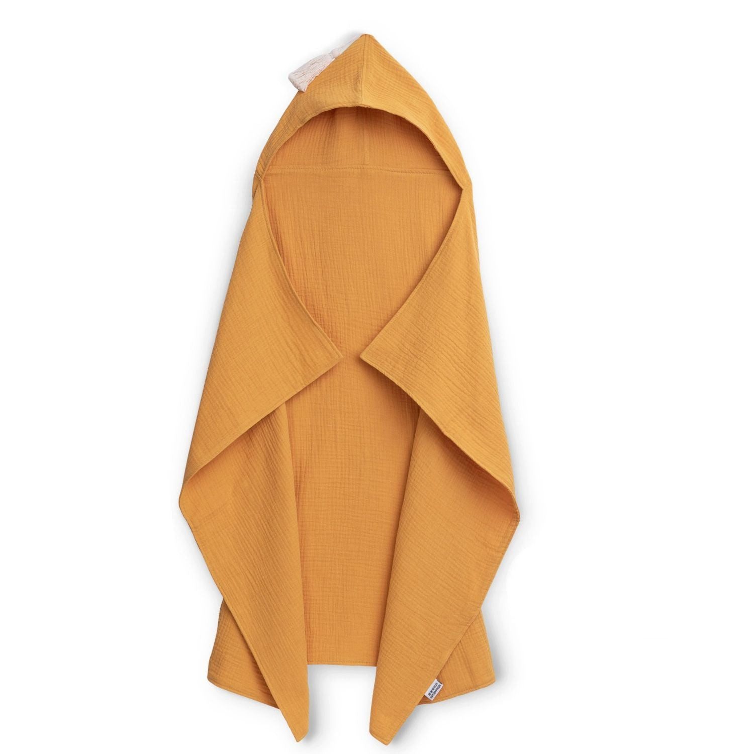 Räuberella Kapuzenhandtuch Musselin (75x100cm) Ocker, extra weich & saugfähig, Bio-Baumwolle, doppelte Nähte