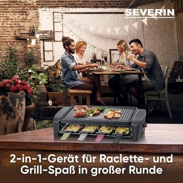 Severin Raclette Raclette-Grill, Raclette mit Grillplatte und 8 Raclette Pfännchen